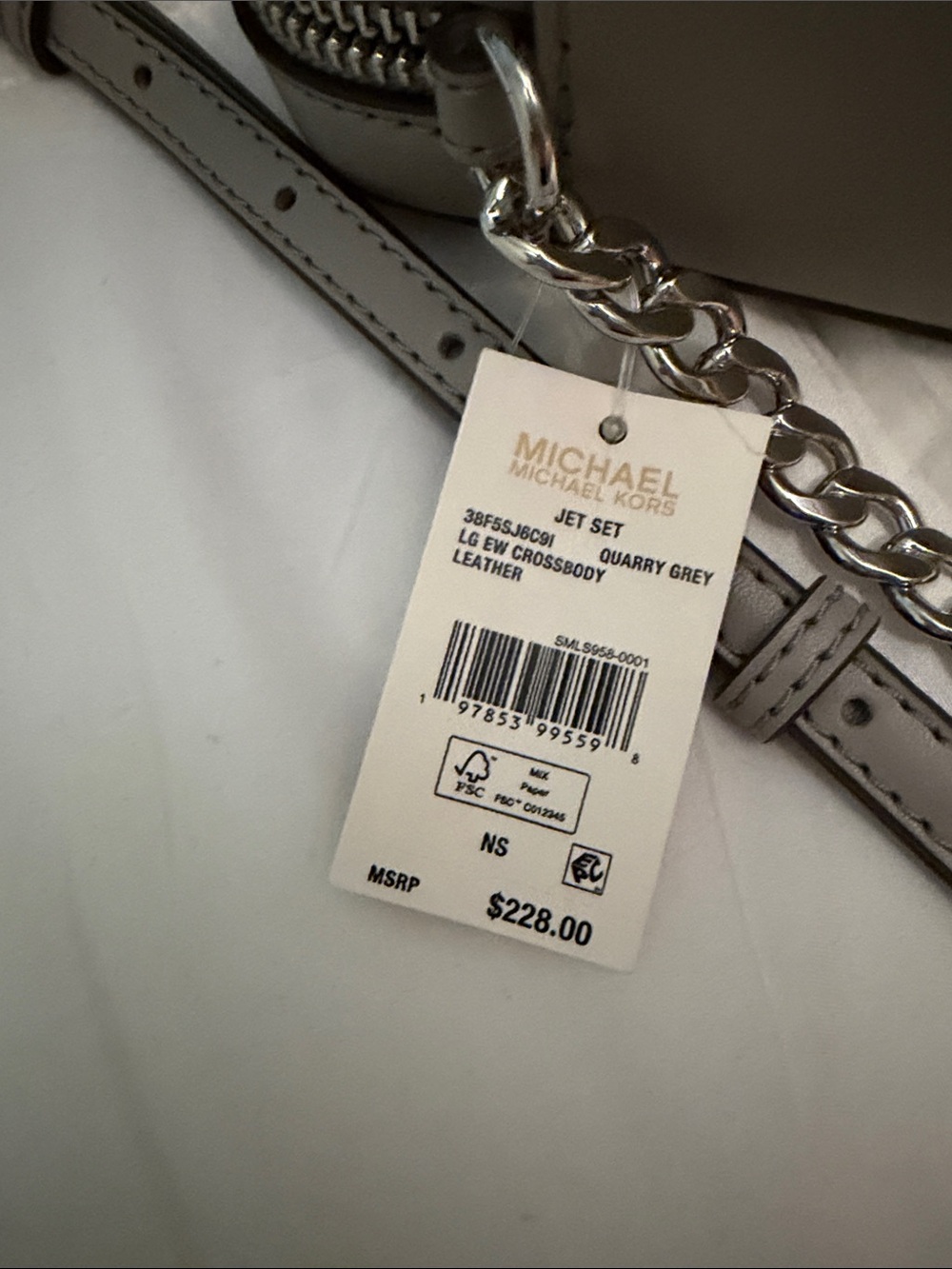 Michael Kors Quarry Grey Snake-Print Crossbody Bag - Picture 5 of 6